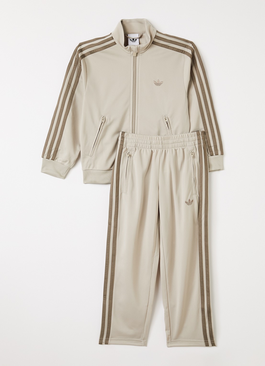 Adidas Set van trackvest met trackpants 2-delig - voorkant beige