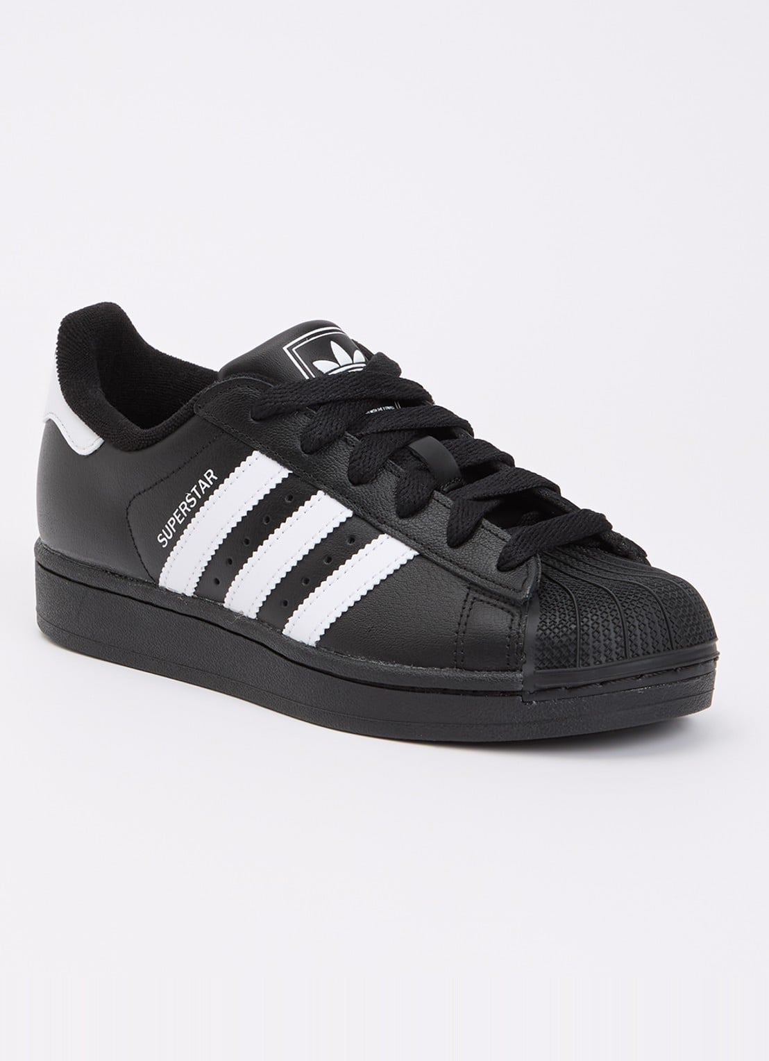 Adidas Superstar II sneaker van leer met logo - voorkant 3 zwart