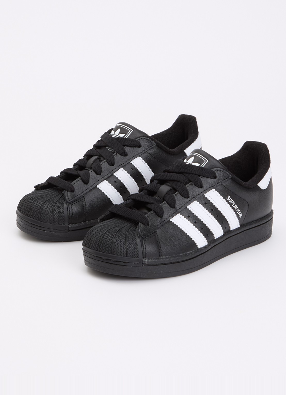 Adidas Superstar II sneaker van leer met logo - voorkant 4 zwart