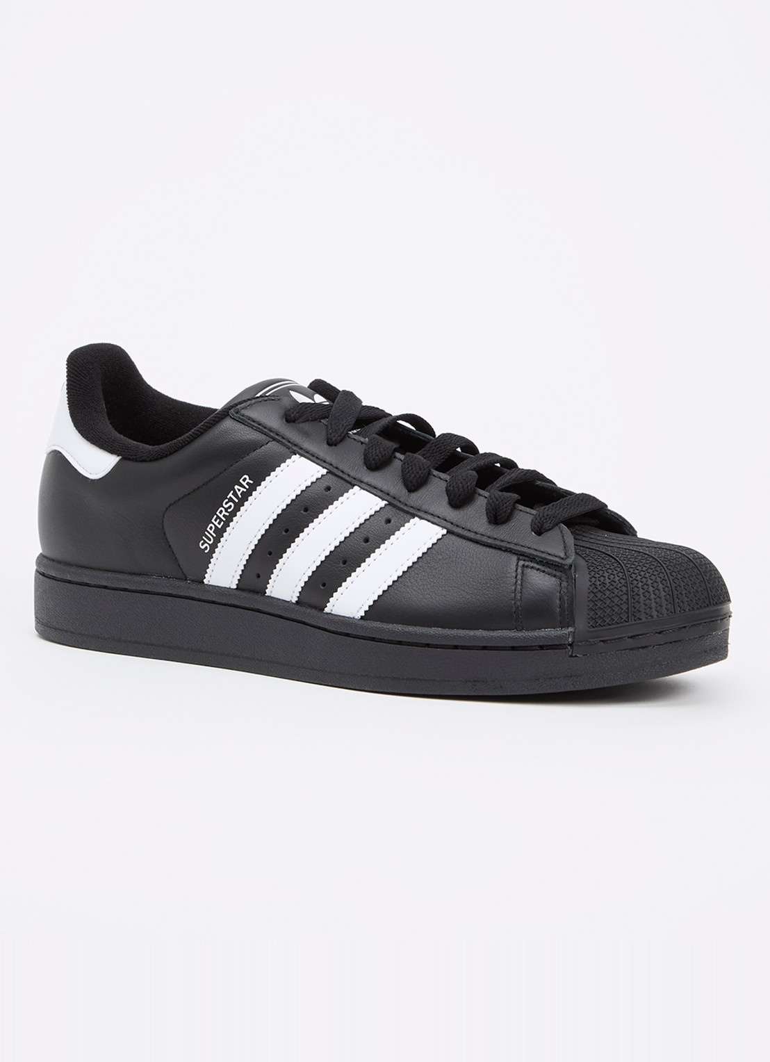 Adidas Superstar II sneaker van leer met logo - voorkant 2 zwart