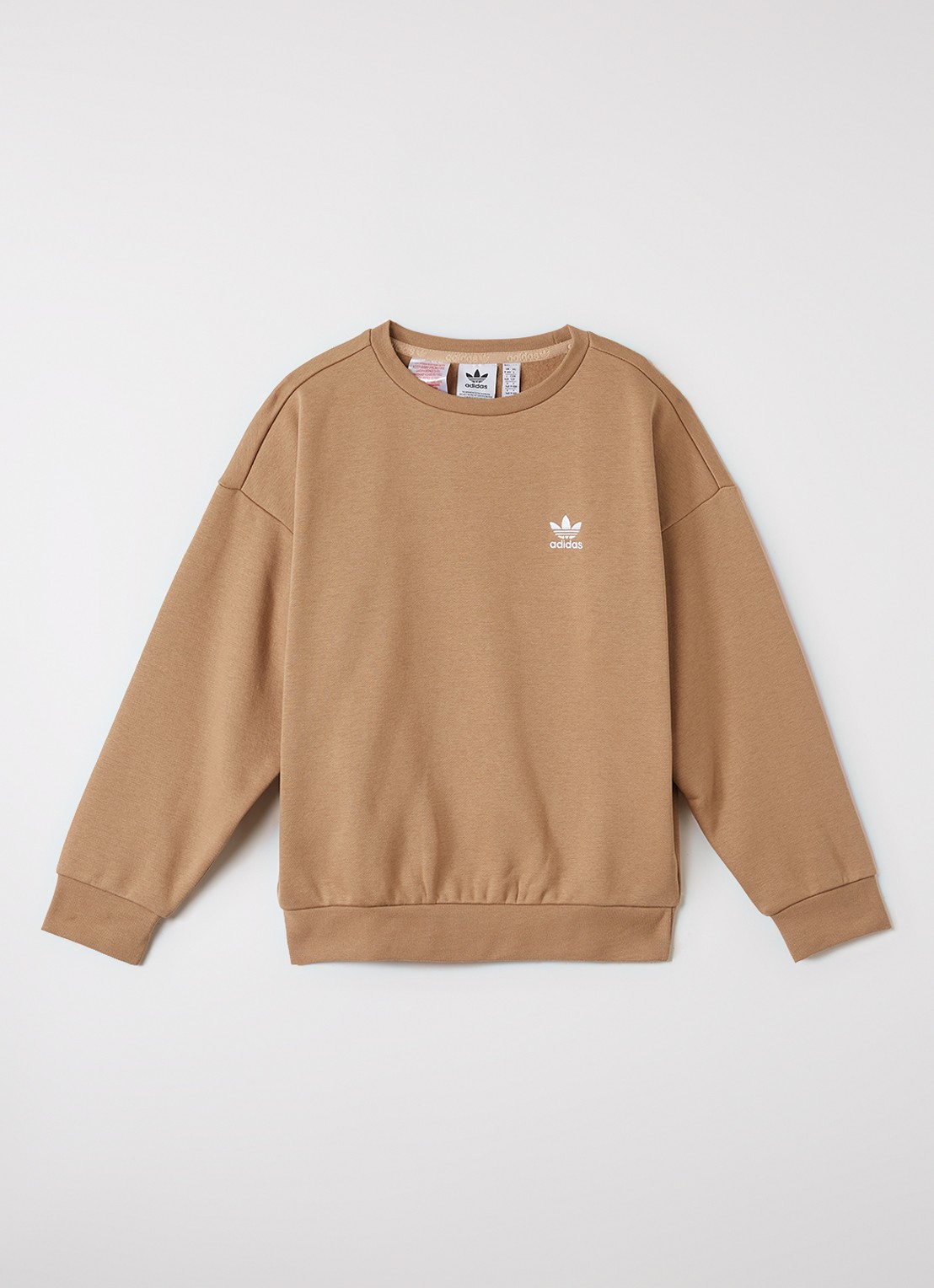 Adidas Sweater met logoborduring - voorkant 2 camel