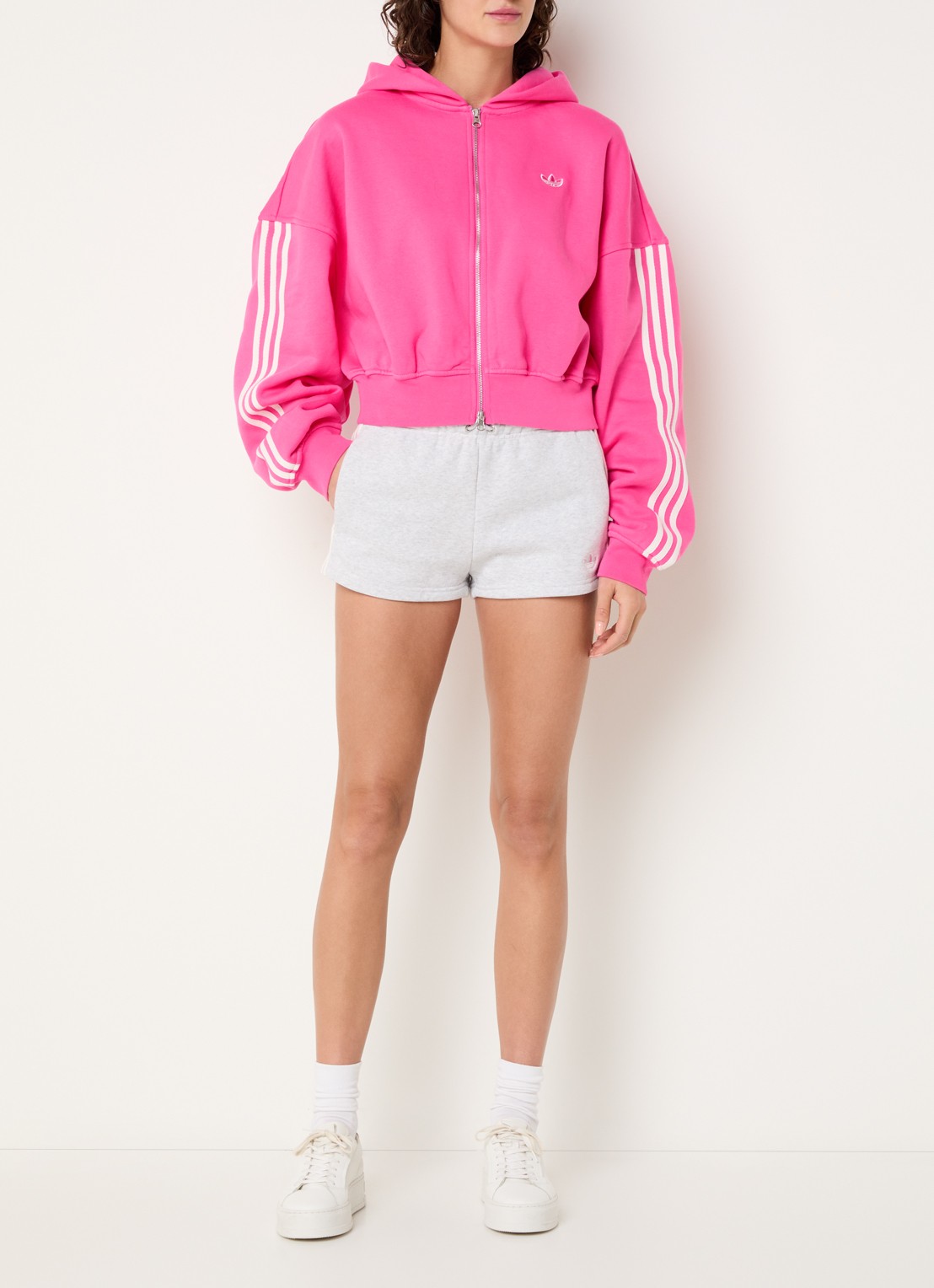 adidas Sweatvest met logoborduring - voorkant 4 roze