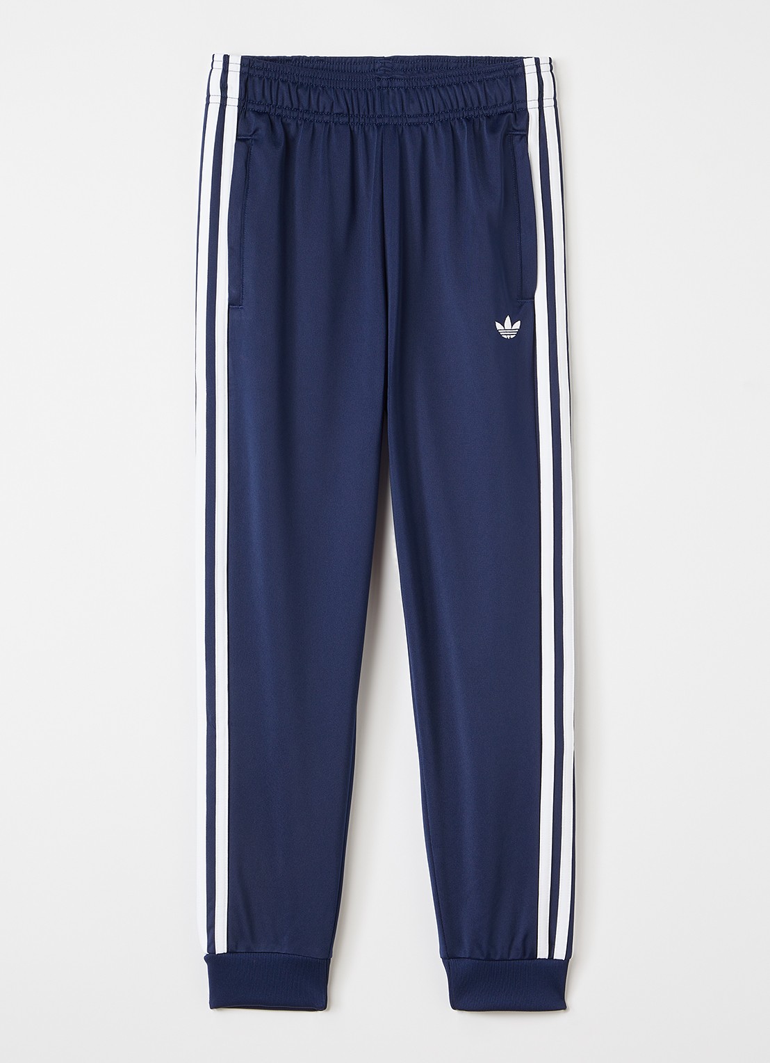 Adidas Tapered fit trackpants met logoborduring - voorkant donkerblauw