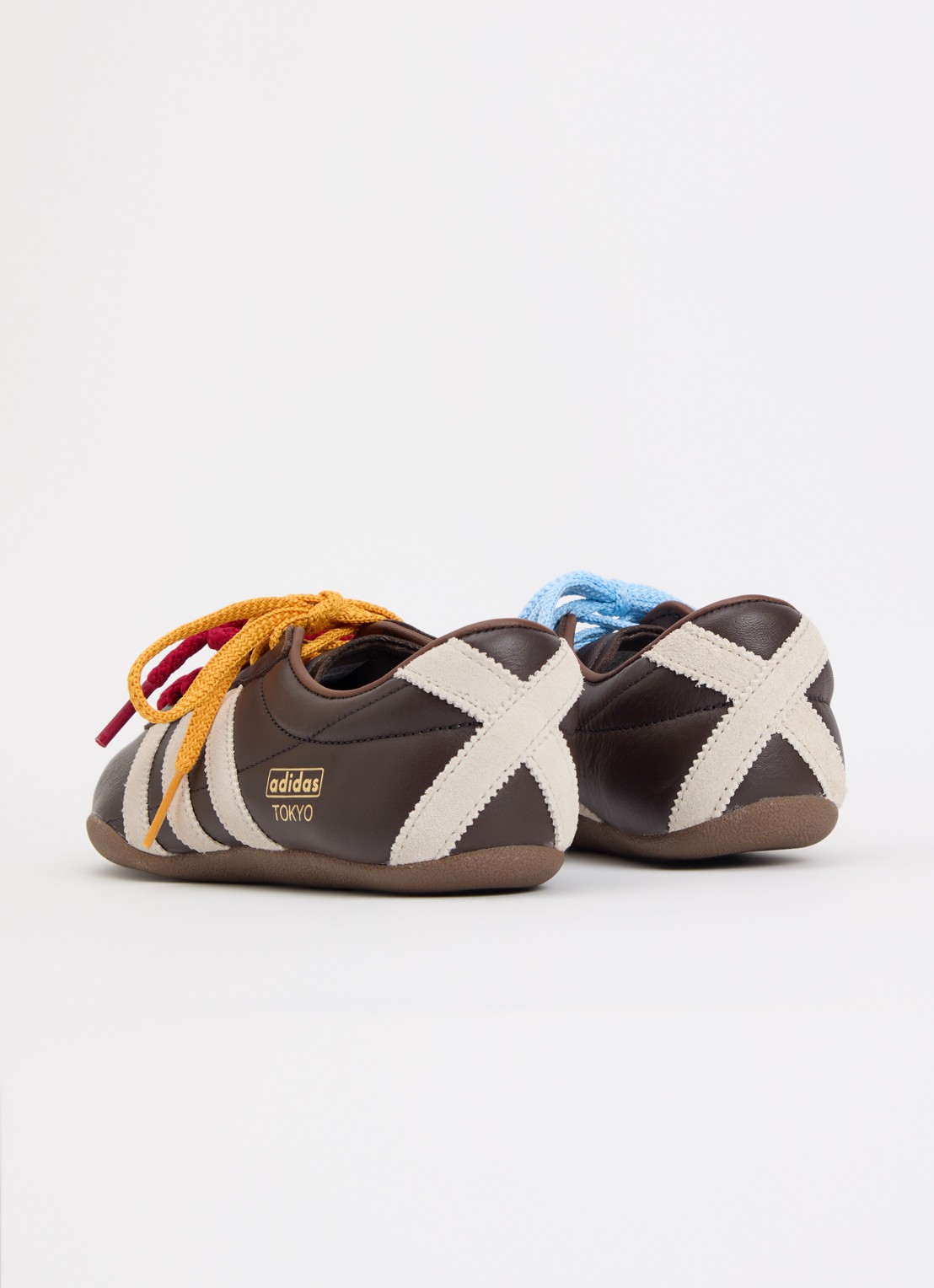 Adidas Tokyo W sneaker van leer met suède details - achterkant 2 donkerbruin