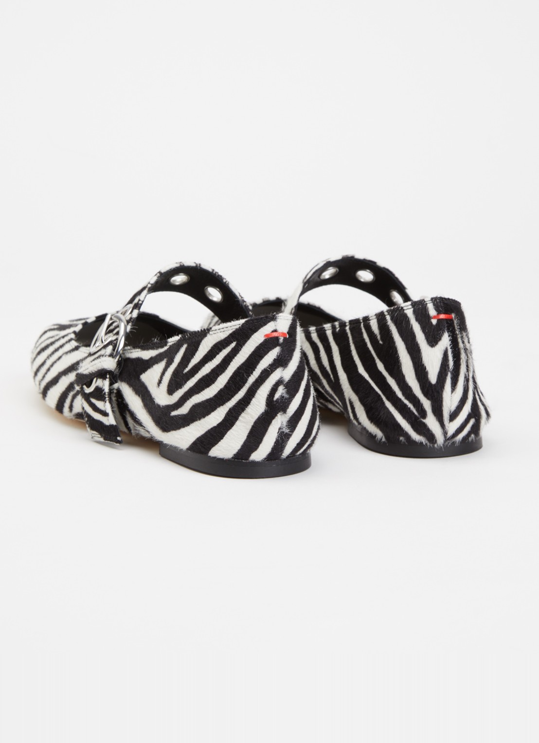 Aeyde Uma ballerina van leer met zebraprint - achterkant 5 gebroken wit