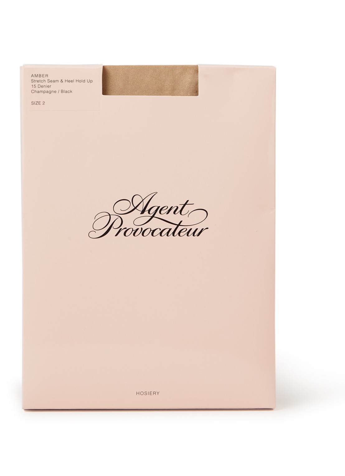 Agent Provocateur Amber hold-ups in 15 denier champagne/black - voorkant beige