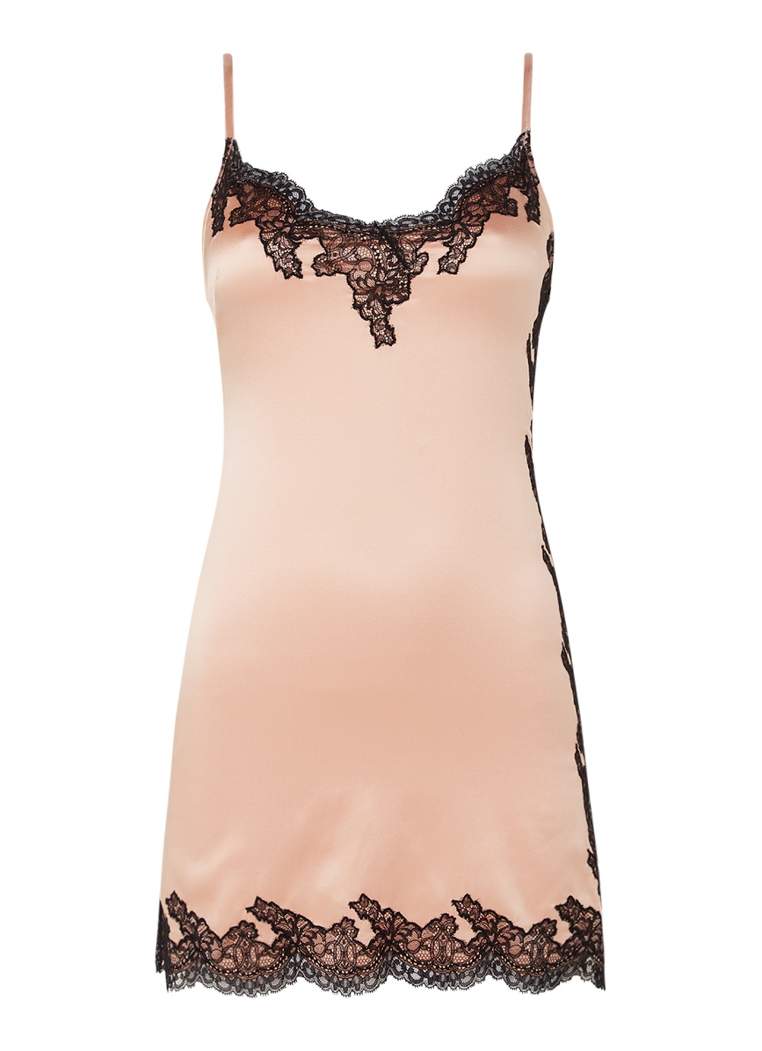 Agent Provocateur Amelea slipdress van zijde met kant - voorkant 2 oudroze