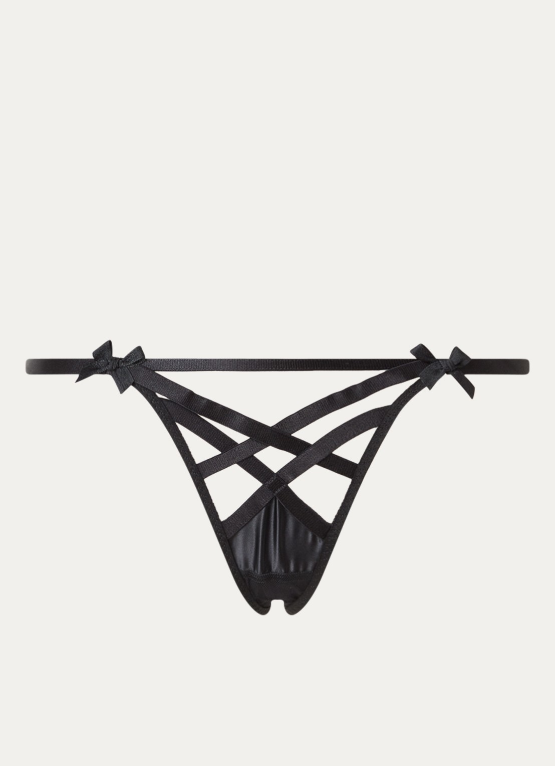 Agent Provocateur Briella string met mesh - voorkant 3 zwart