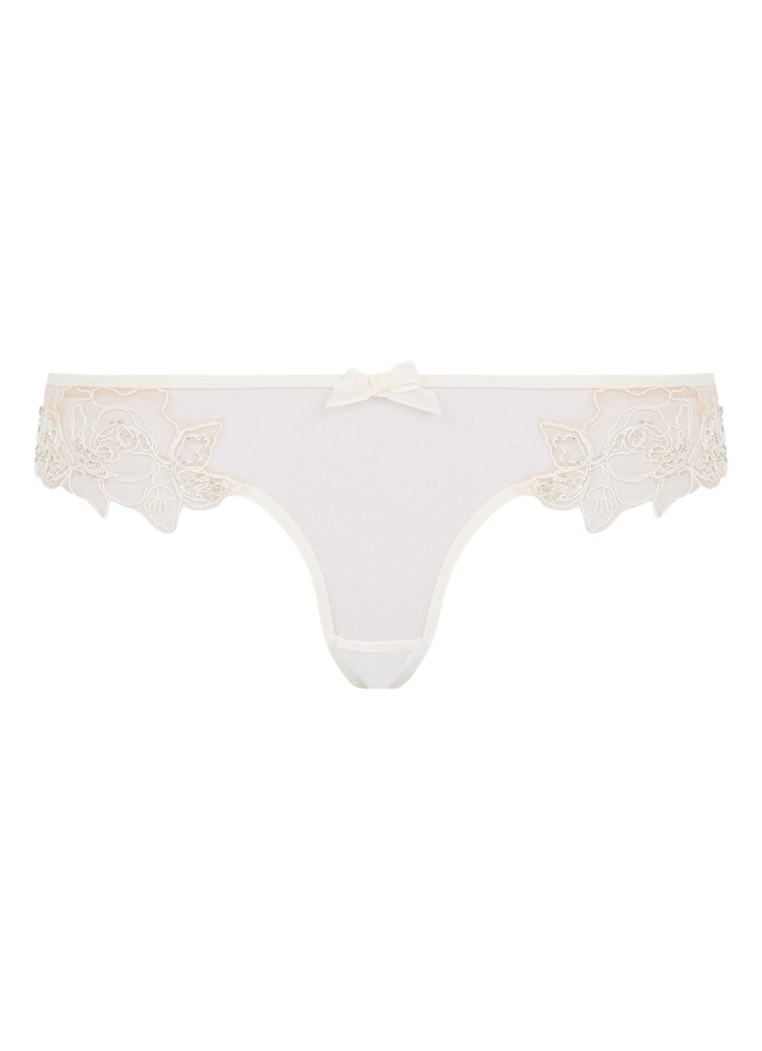 Agent Provocateur Lindie slip met borduring en kralendecoratie - voorkant 3 ivoor