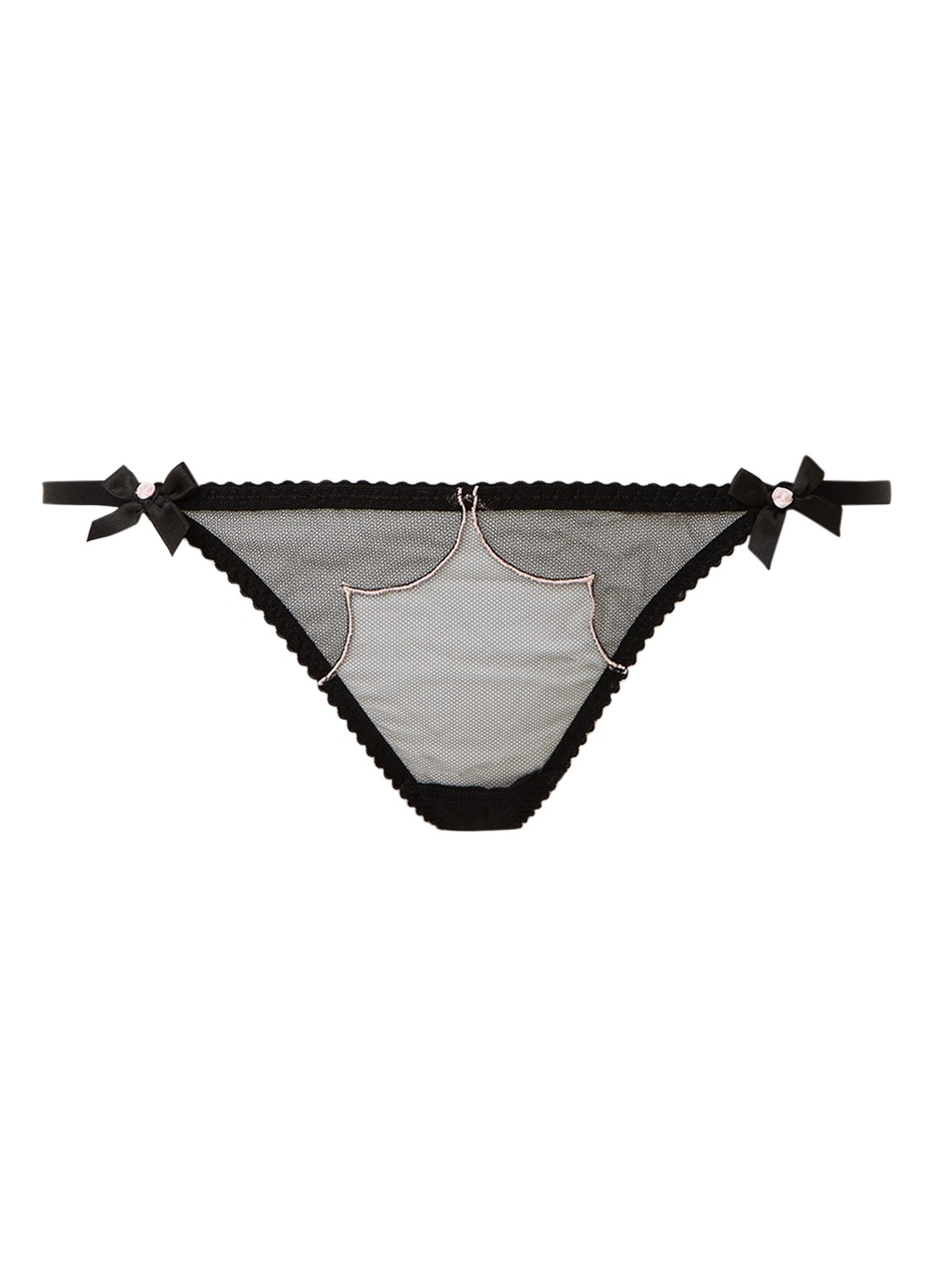 Agent Provocateur Lorna string van mesh met borduring - voorkant 2 zwart