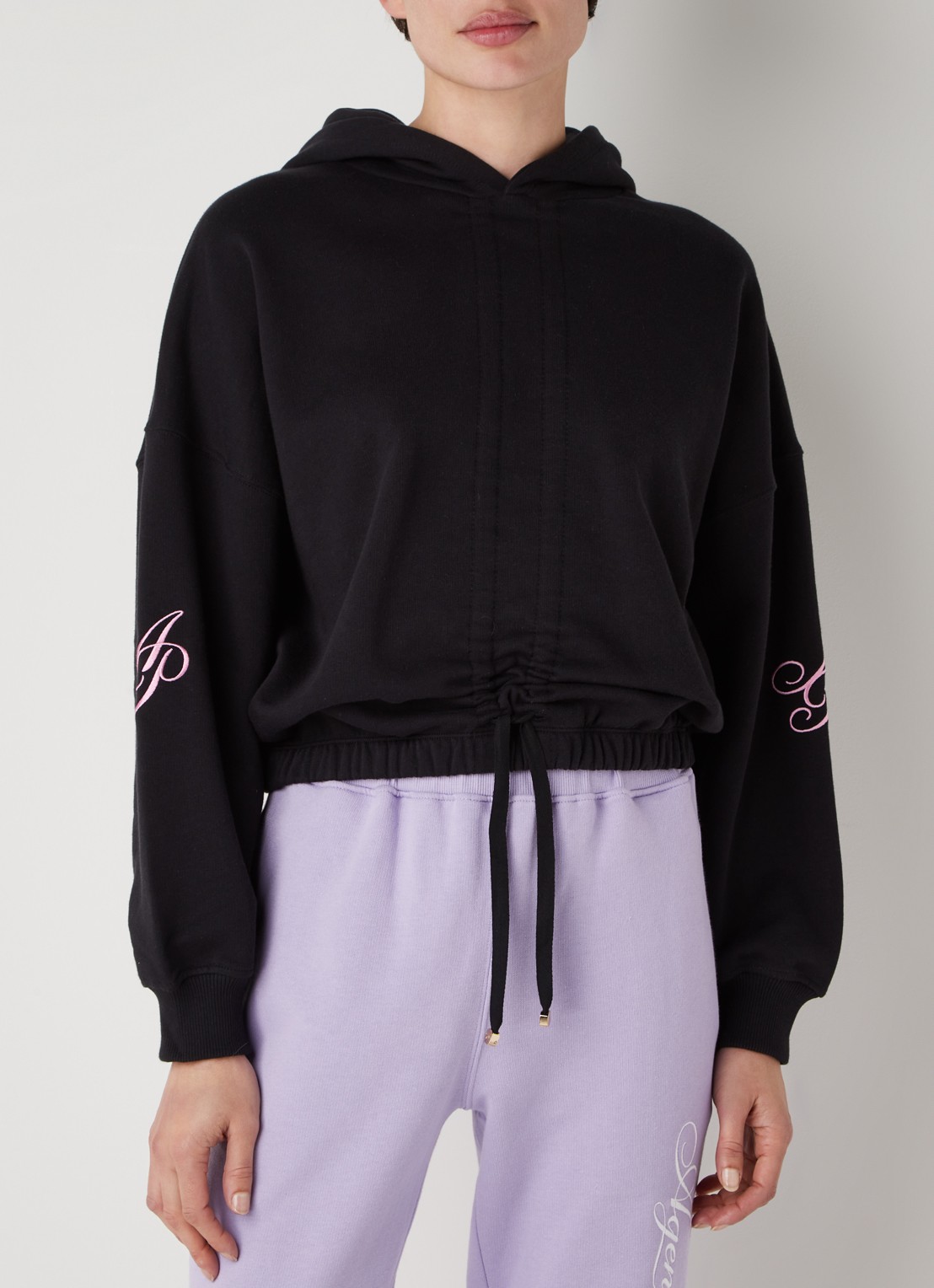 Agent Provocateur Rayley hoodie met rijgdetail en logoborduring - achterkant 3 zwart