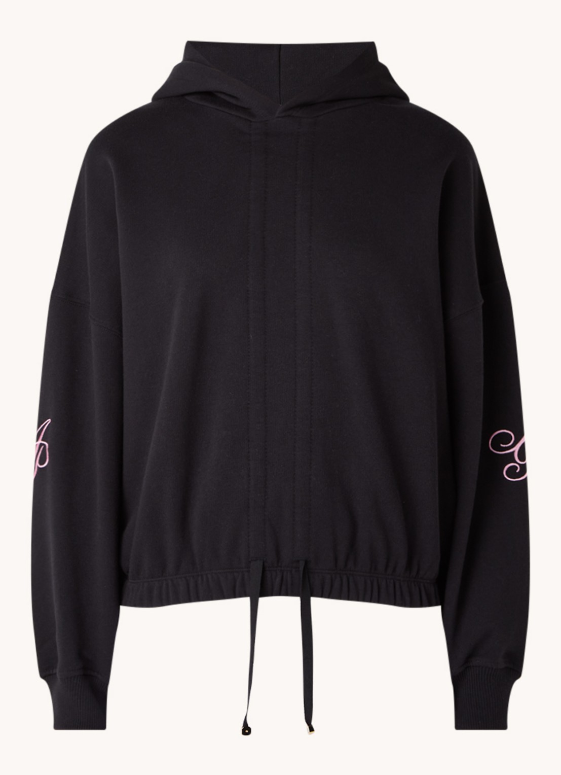 Agent Provocateur Rayley hoodie met rijgdetail en logoborduring - voorkant zwart