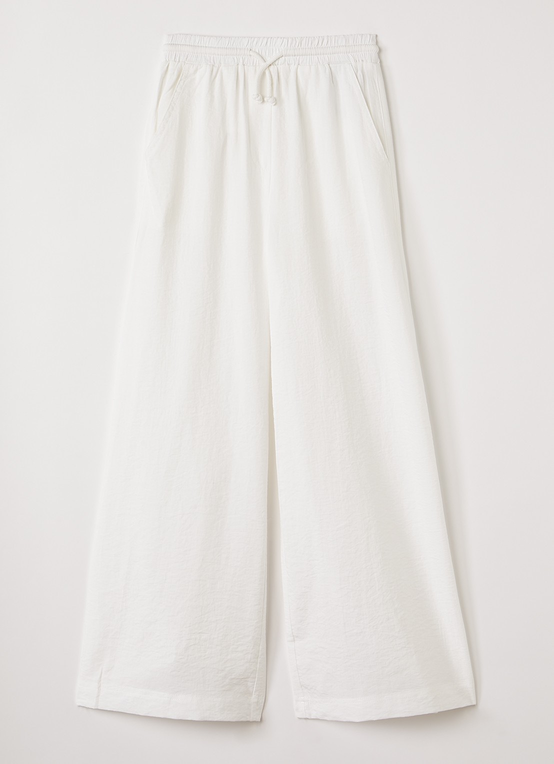 AI&KO Carly wide fit broek met elastische band - voorkant 2 gebroken wit