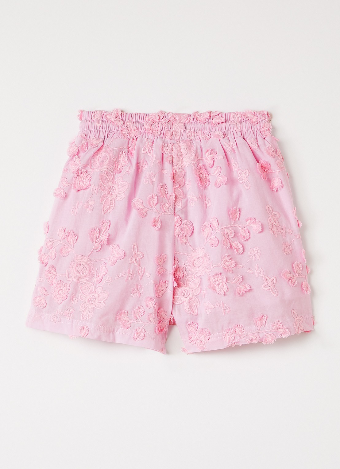 AI&KO Merline wide fit korte broek met bloemborduring - voorkant 2 roze