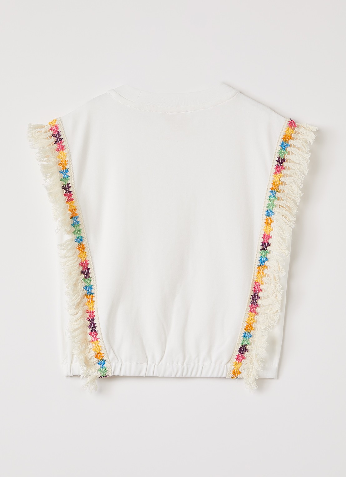 AI&KO Rhode T-shirt met franjes - voorkant 2 wit