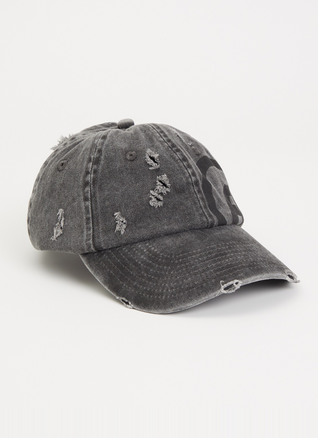 Aiche Destroyed pet van denim met logo - voorkant 2 zwart