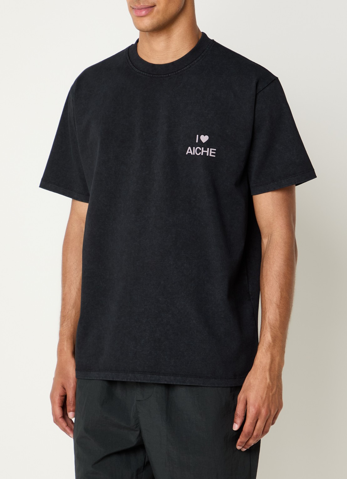 Aiche I Love Aiche T-shirt met logo- en backprint - achterkant 4 zwart