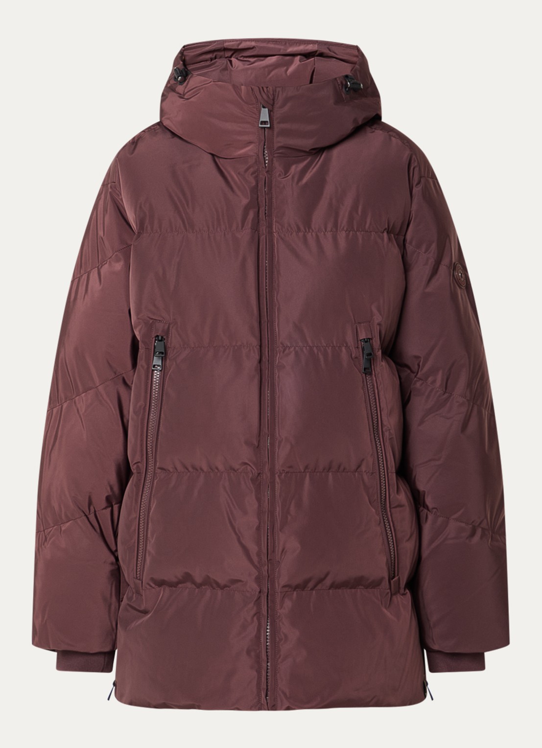 Airforce Ada puffer jas met capuchon en trekkoord - voorkant 3 chocoladebruin