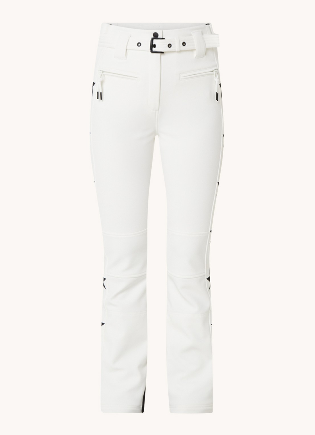 Airforce Aspen Star high waist flared fit skibroek met ceintuur - voorkant 2 wit