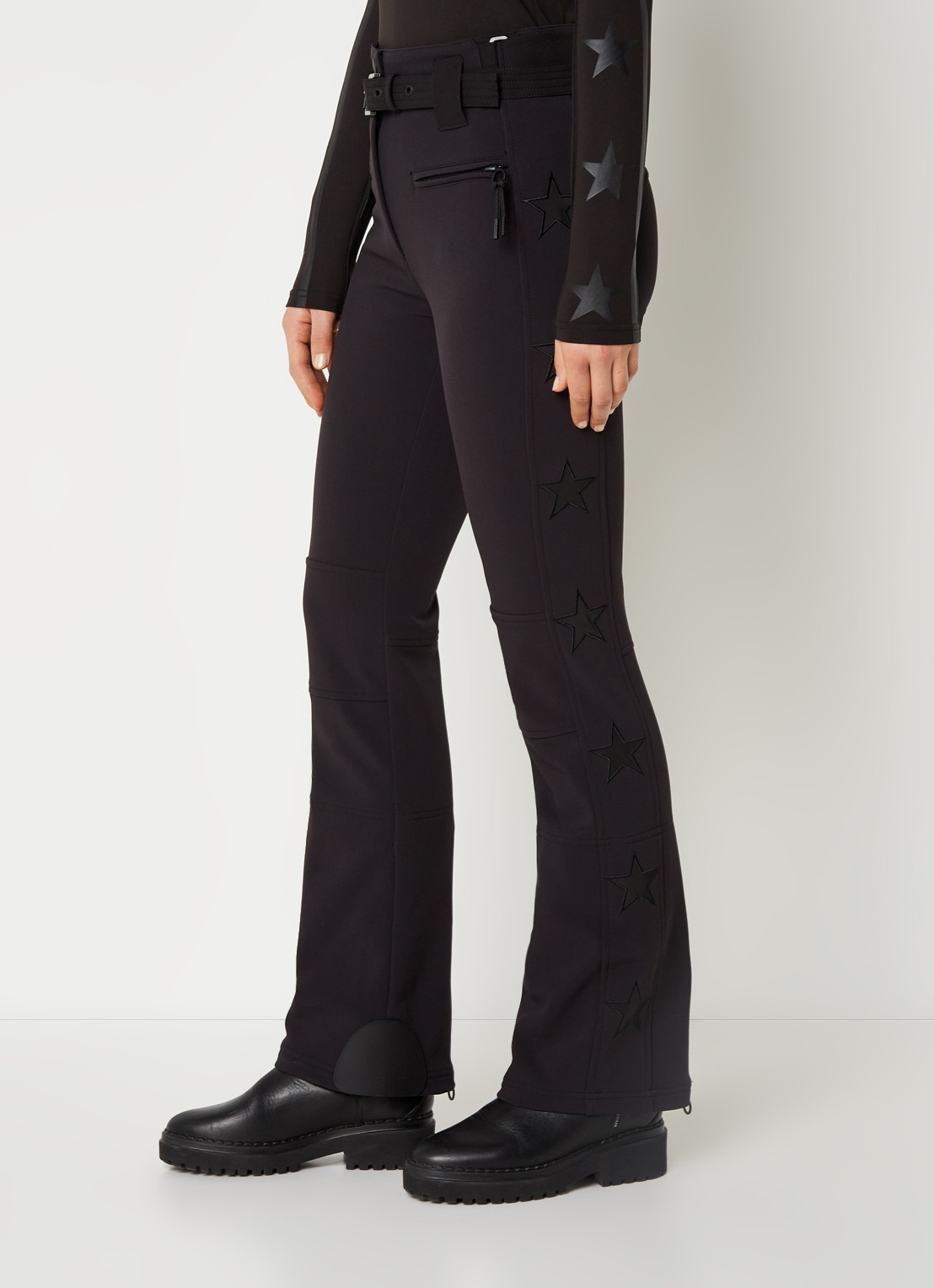 Airforce Aspen Star high waist flared fit skibroek met ceintuur - detail 2 zwart