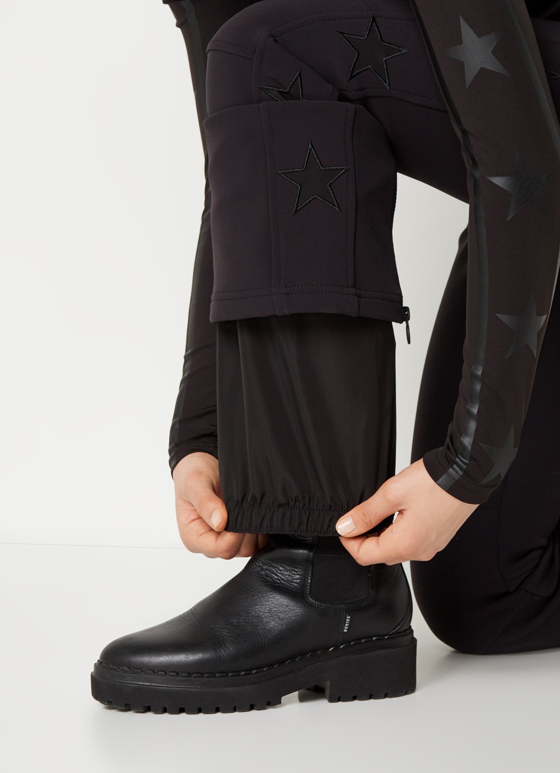 Airforce Aspen Star high waist flared fit skibroek met ceintuur - detail 3 zwart