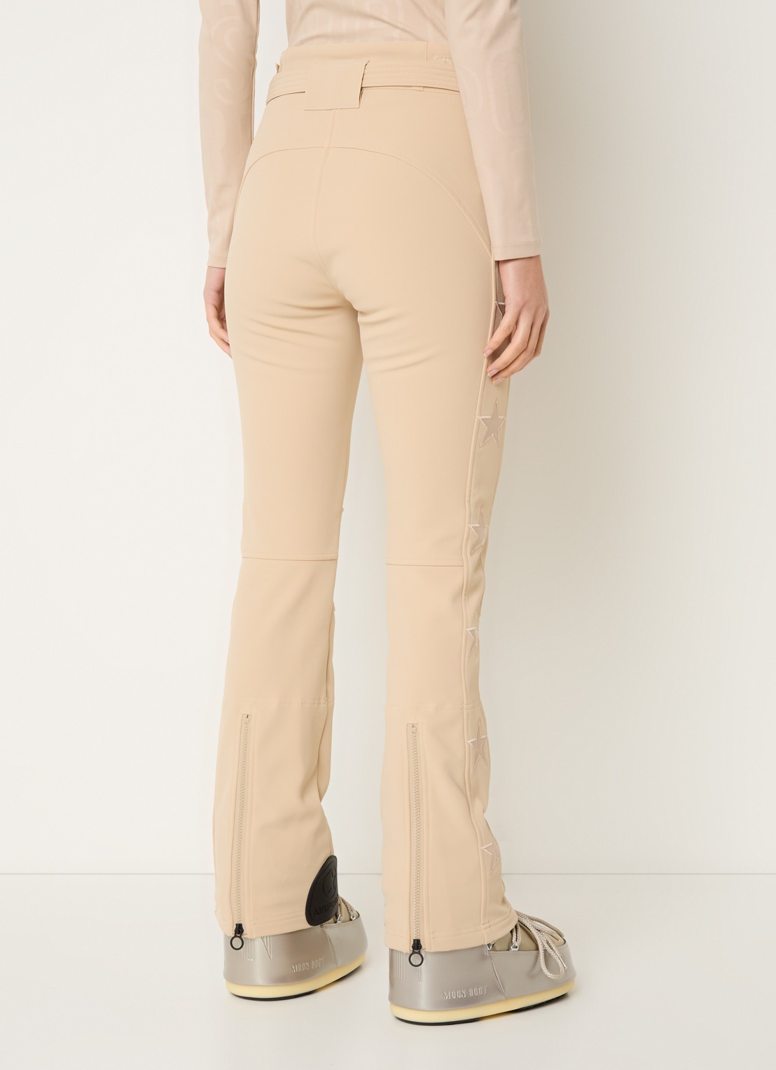 Airforce Aspen Star high waist flared fit skibroek met ceintuur - achterkant 5 creme