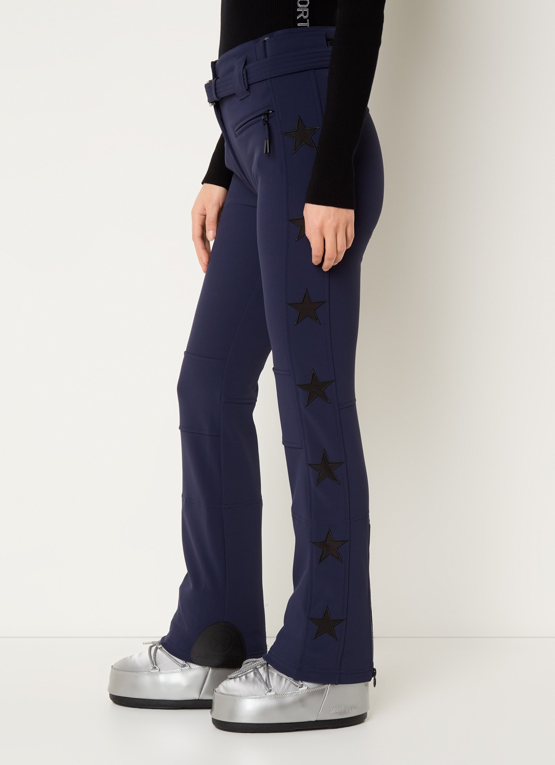 Airforce Aspen Star high waist flared fit skibroek met ceintuur - detail 5 donkerblauw