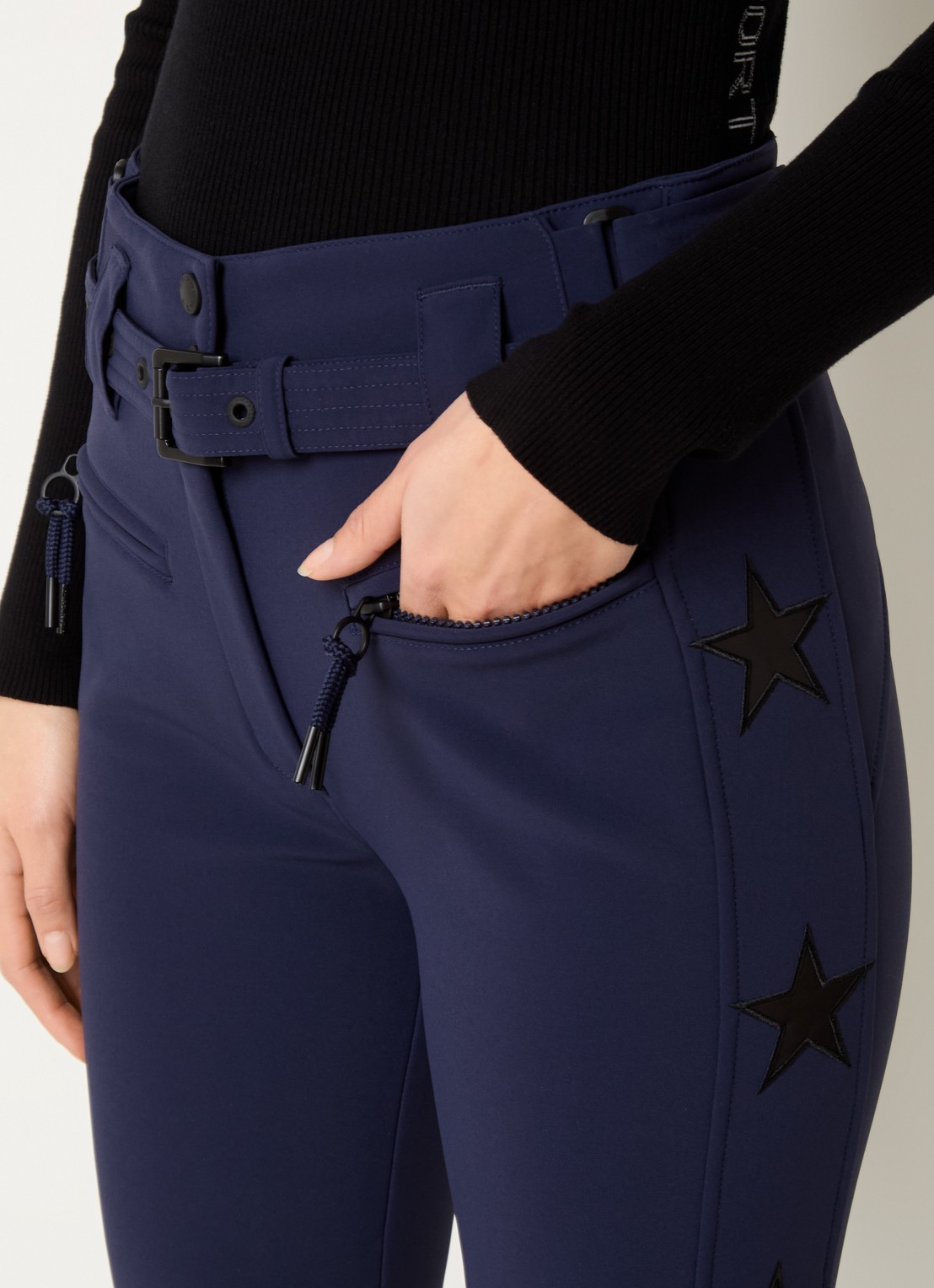 Airforce Aspen Star high waist flared fit skibroek met ceintuur - detail 7 donkerblauw