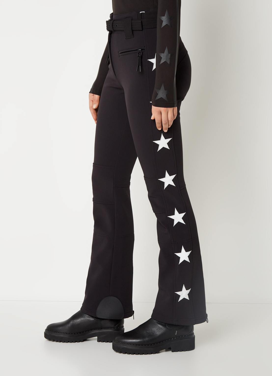 Airforce Aspen Star high waist flared fit skibroek met ceintuur - detail 2 diepzwart