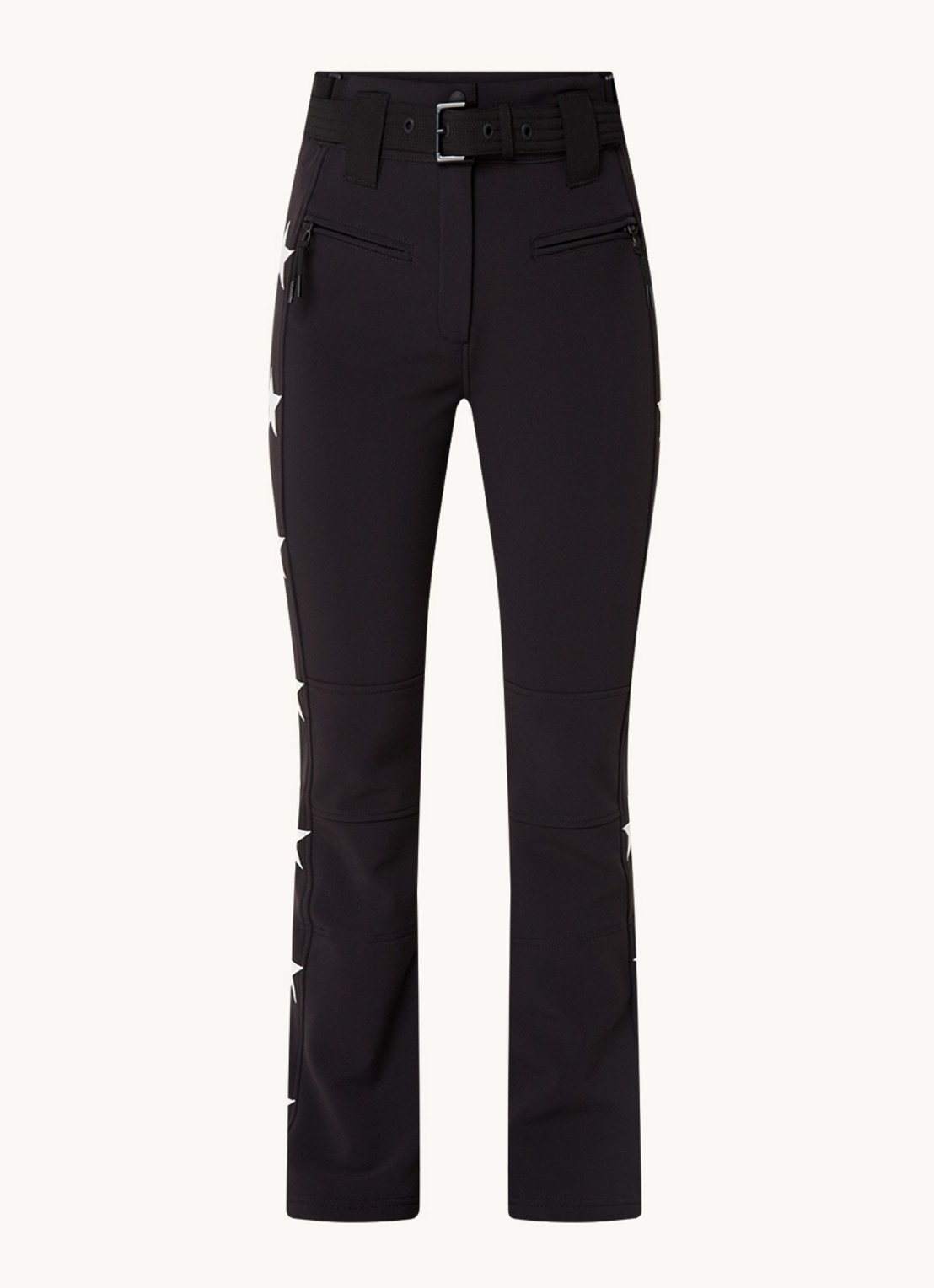 Airforce Aspen Star high waist flared fit skibroek met ceintuur - voorkant 6 diepzwart