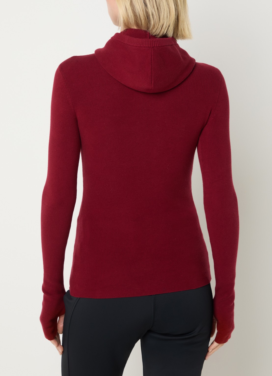 Airforce Balaclava trui met halve rits en capuchon - achterkant rood