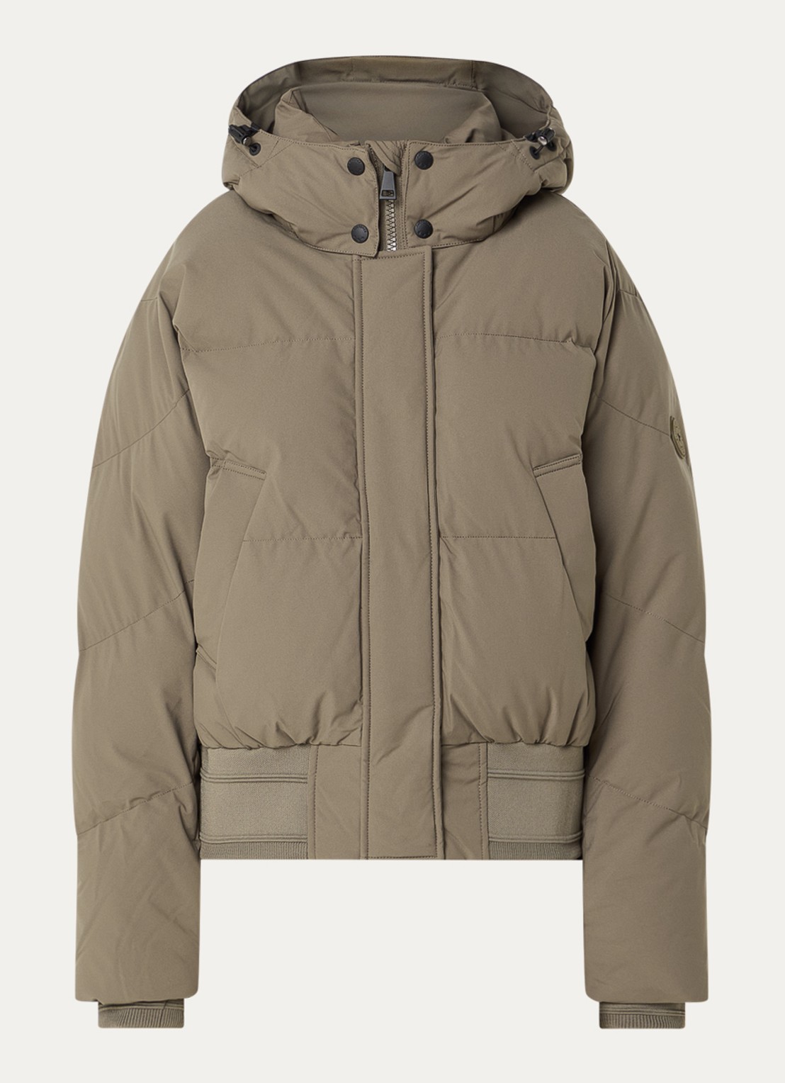 Airforce Bex gewatteerd bomberjack met afneembare capuchon en waterafstotende coating - voorkant 3 khaki