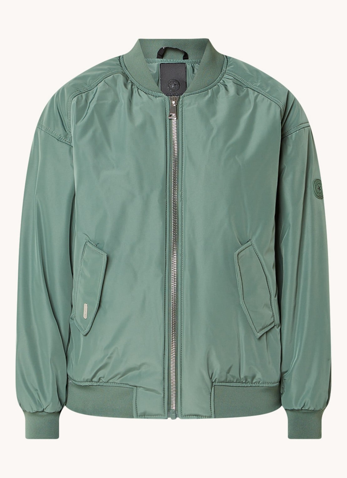 Airforce Bobby bomberjack met logo - voorkant legergroen