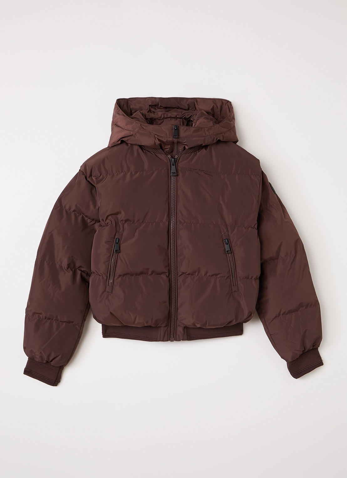 Airforce Bree puffer jack met logo met afneembare capuchon - voorkant bordeauxrood