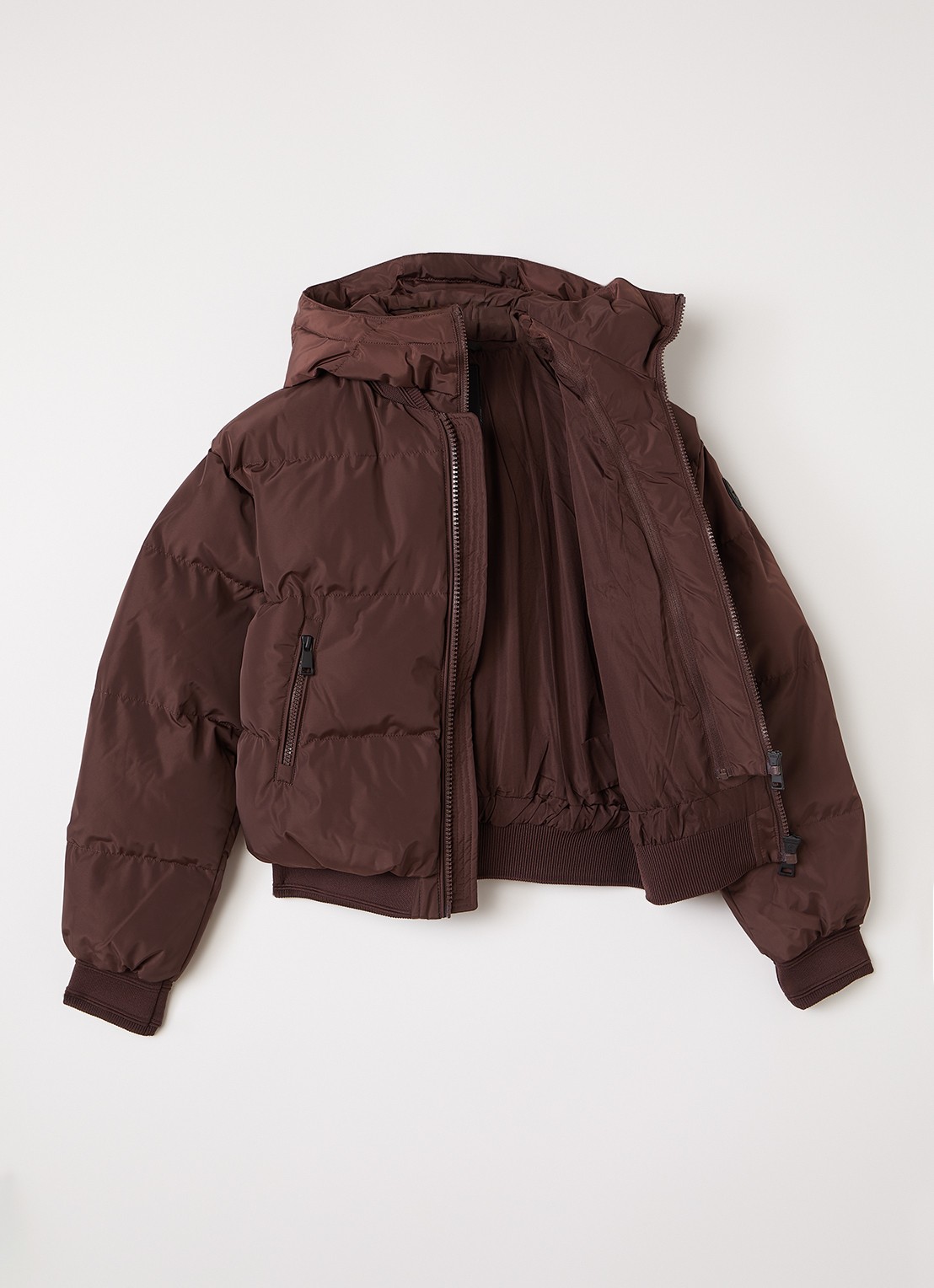 Airforce Bree puffer jack met logo met afneembare capuchon - voorkant 2 bordeauxrood