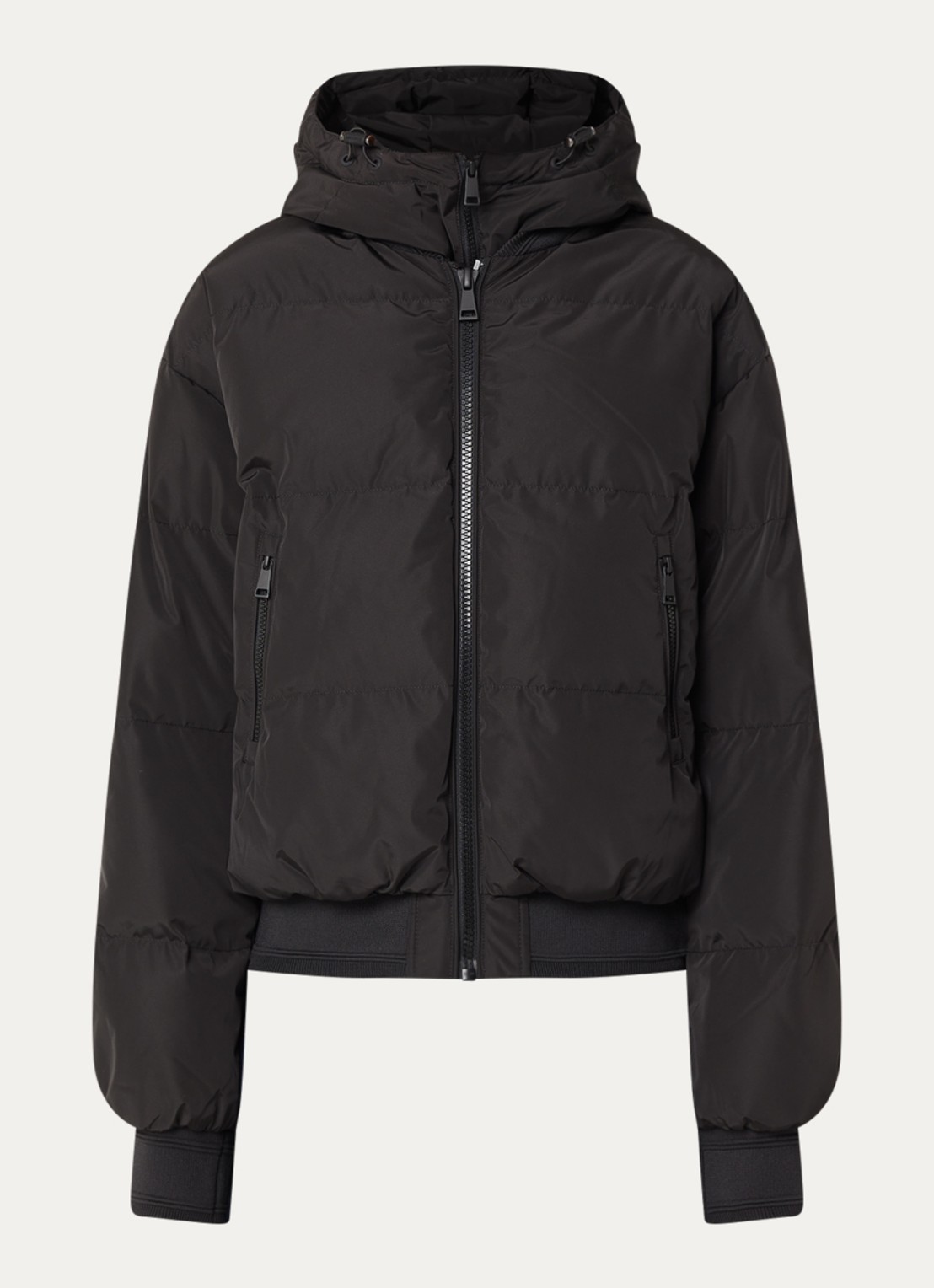 Airforce Bree pufferjack met ritszakken en afneembare capuchon - voorkant 3 zwart