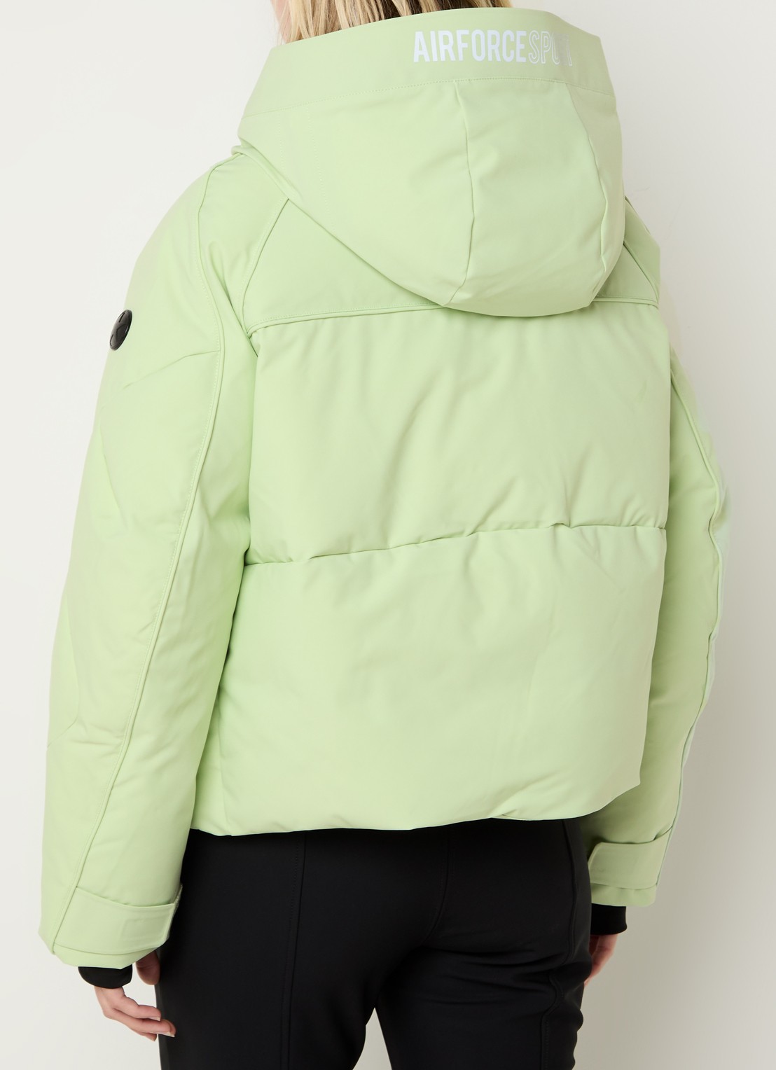 Airforce Cherry Peak ski-jas met capuchon en ritszakken - achterkant lindegroen