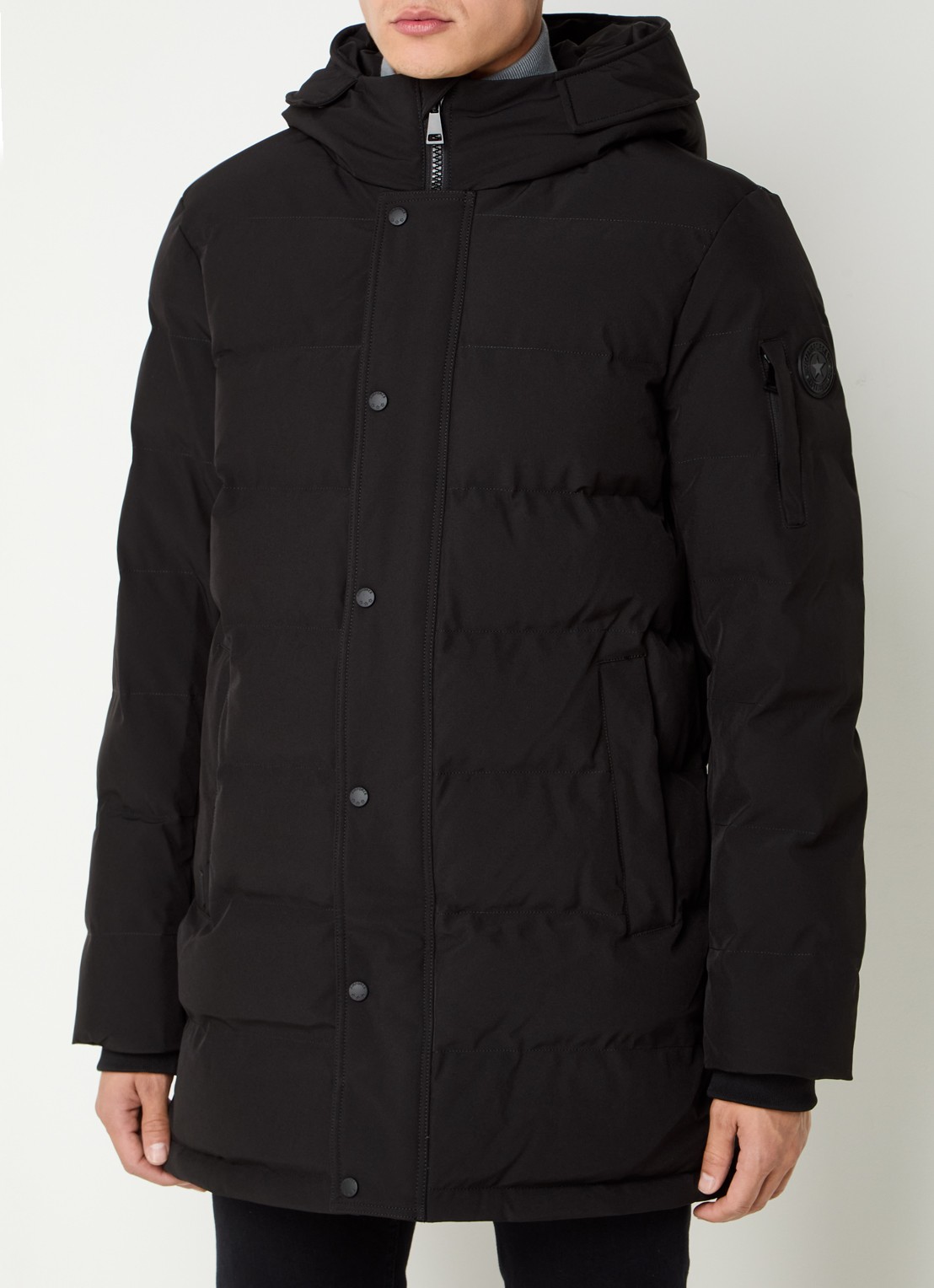 Airforce Chuck gewatteerde parka met capuchon en ritszakken - detail 3 zwart