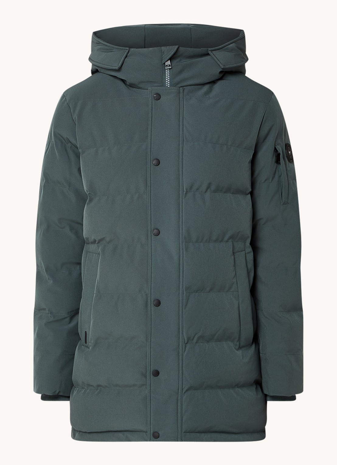 Airforce Chuck gewatteerde parka met capuchon en ritszakken - voorkant 2 olijfgroen