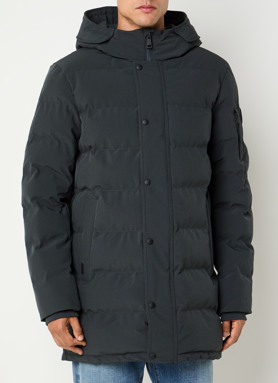 Airforce Chuck gewatteerde parka met capuchon en ritszakken - detail antraciet