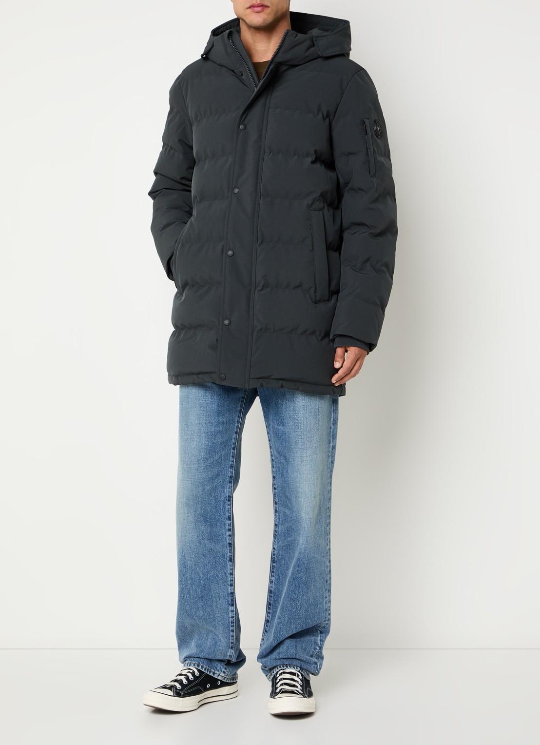 Airforce Chuck gewatteerde parka met capuchon en ritszakken - voorkant 3 antraciet