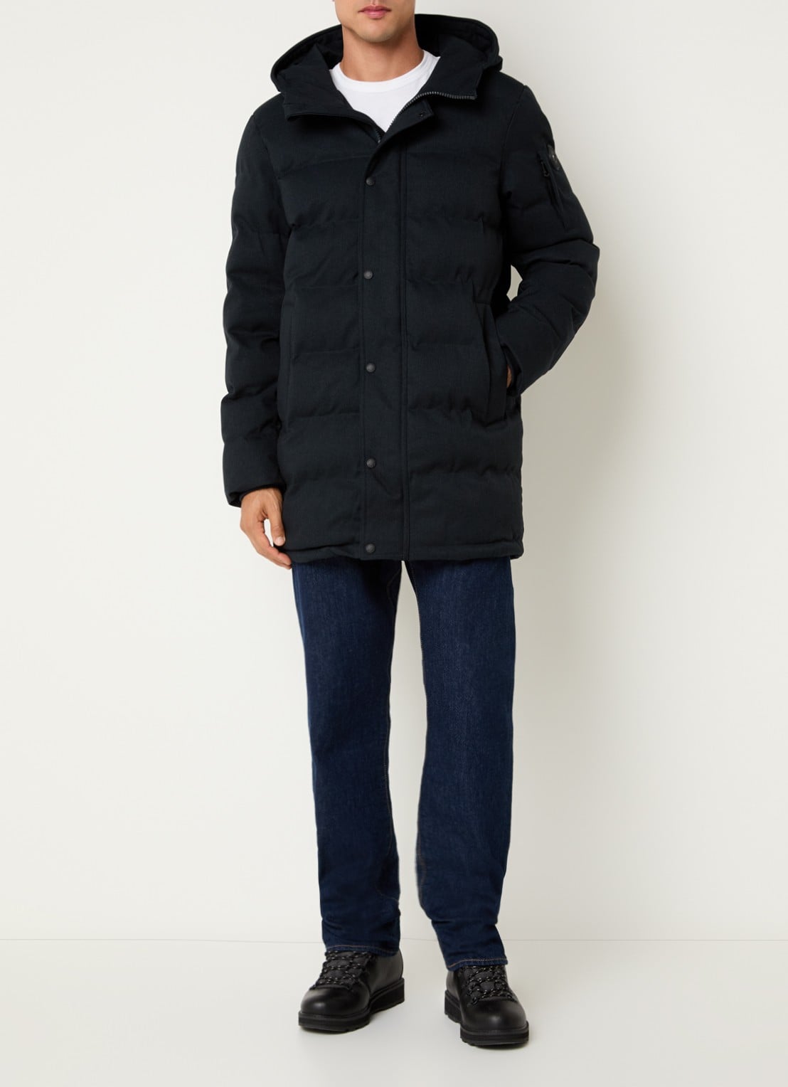 Airforce Chuck gewatteerde parka met capuchon en ritszakken - voorkant 4 donkerblauw