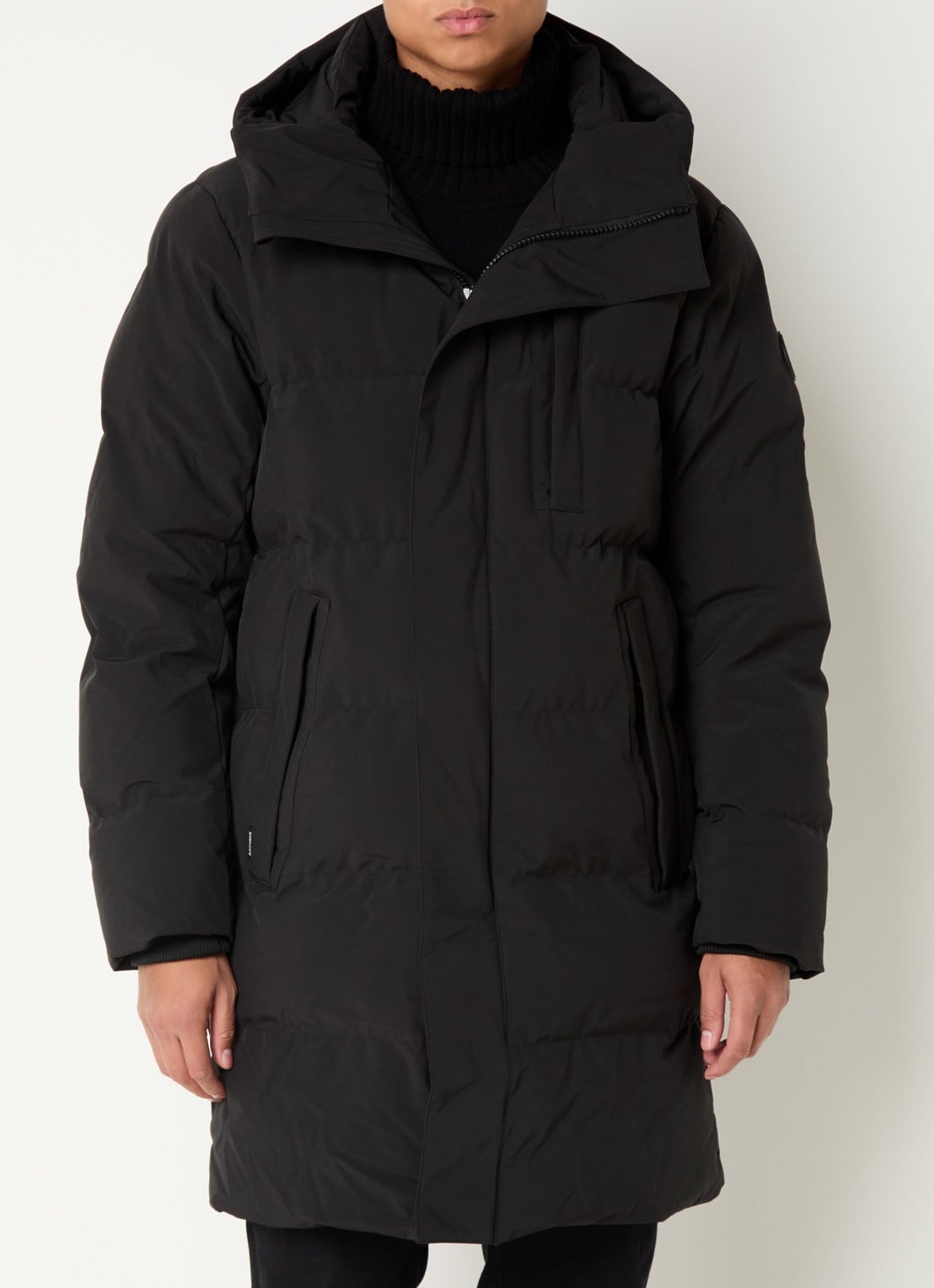Airforce Colt gewatteerde parka met capuchon en ritszakken - detail zwart