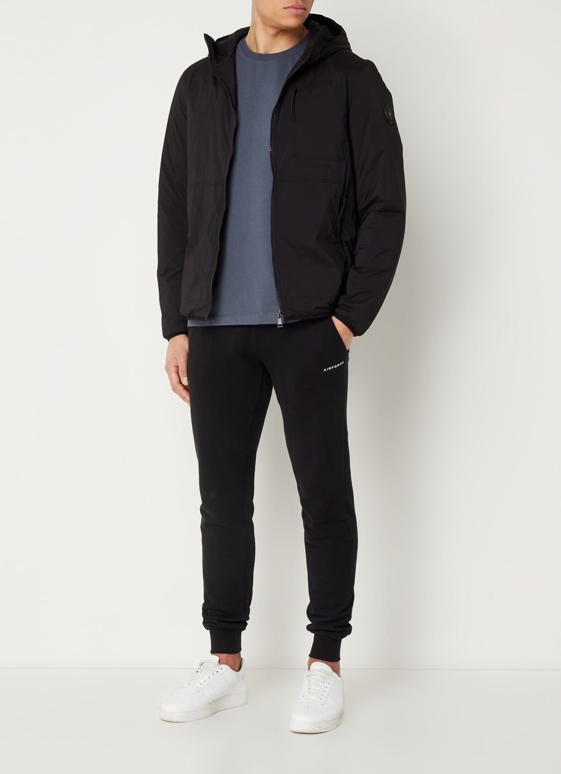 Airforce Daniel gewatteerd jack met logo - voorkant 3 zwart