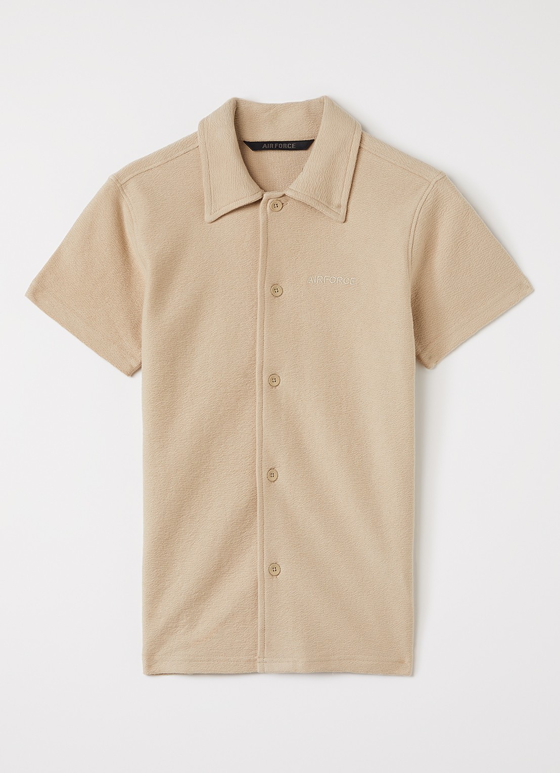 Airforce Fijngebreid overhemd van  katoen - voorkant 3 beige