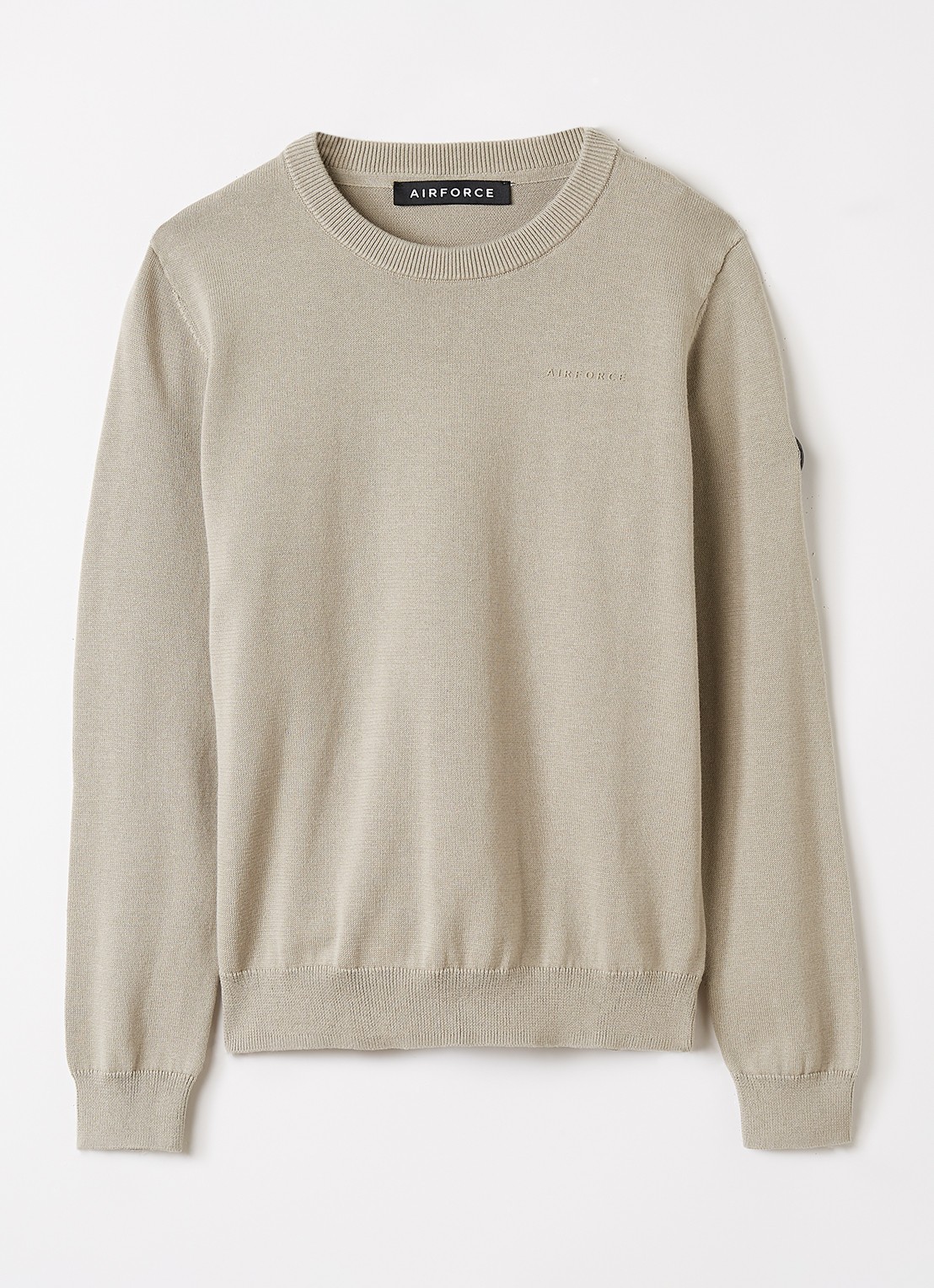 Airforce Fijngebreide pullover met logo - voorkant 2 khaki