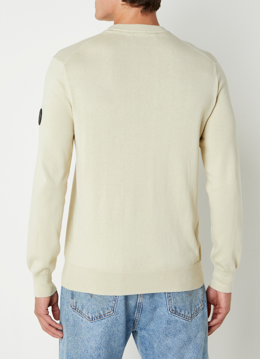 Airforce Fijngebreide pullover met ronde hals - achterkant lindegroen