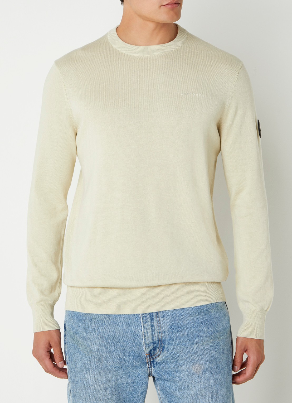 Airforce Fijngebreide pullover met ronde hals - detail 4 lindegroen