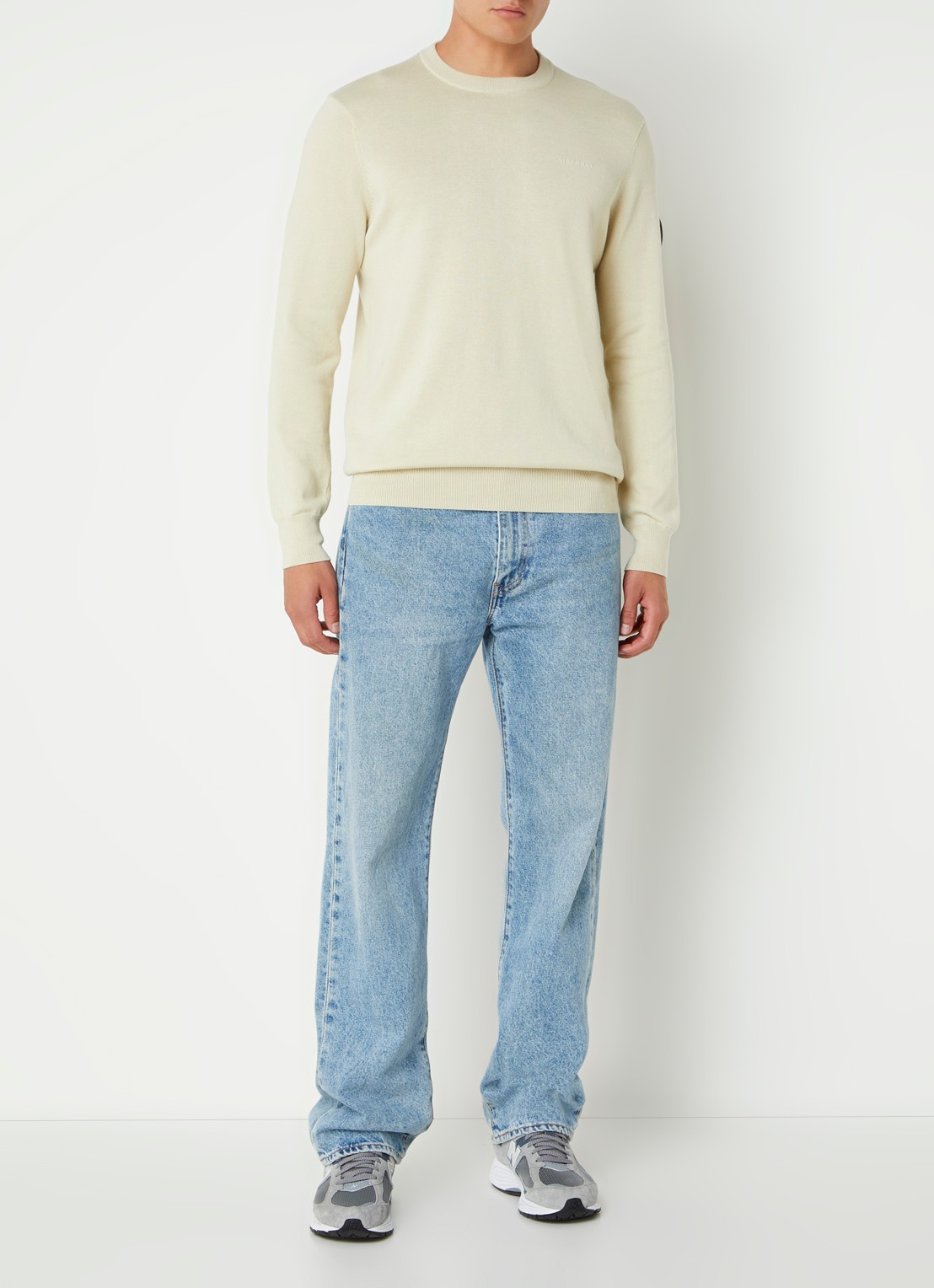 Airforce Fijngebreide pullover met ronde hals - voorkant 3 lindegroen