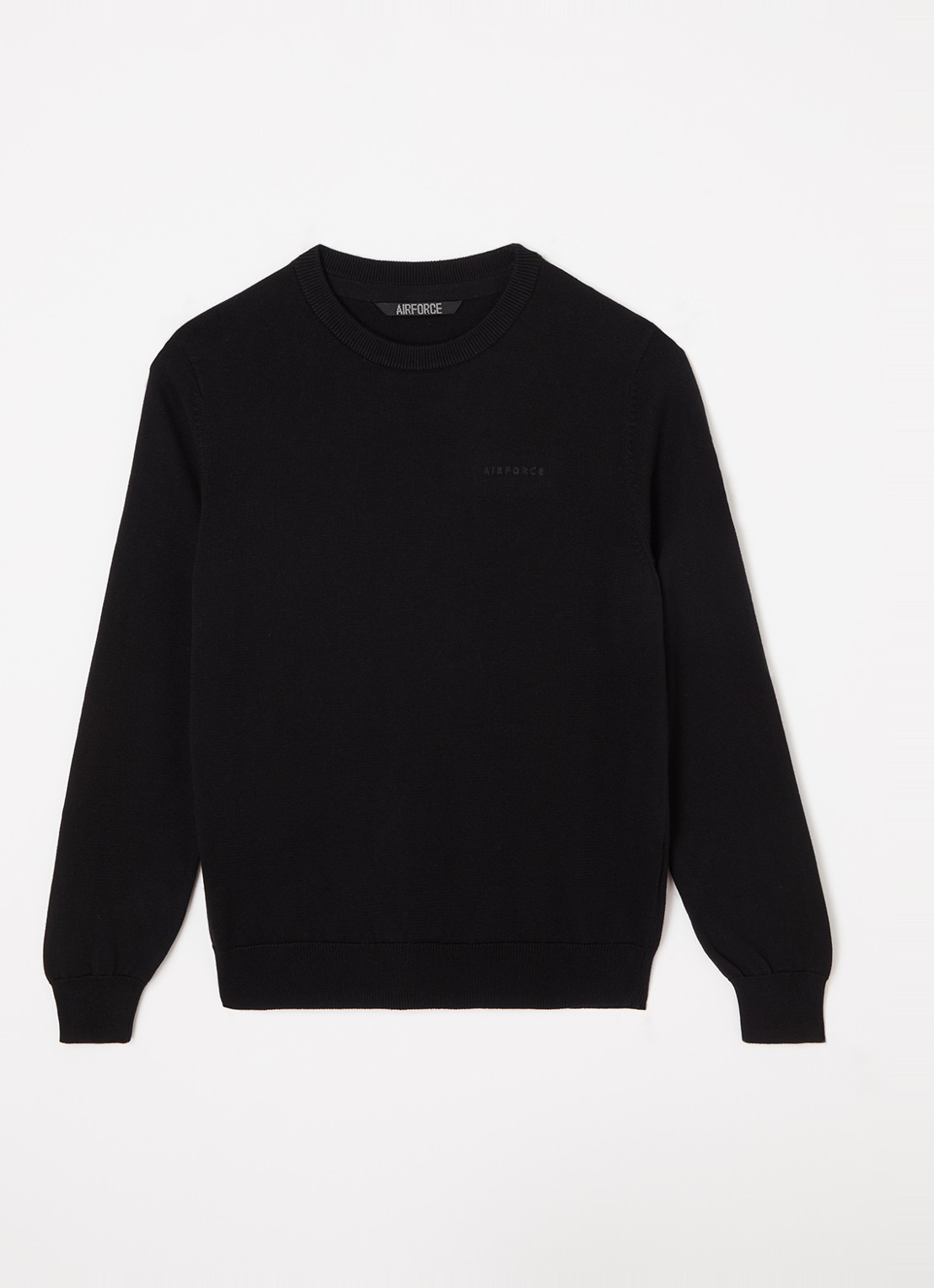 Airforce Fijngebreide pullover van  katoen - voorkant zwart